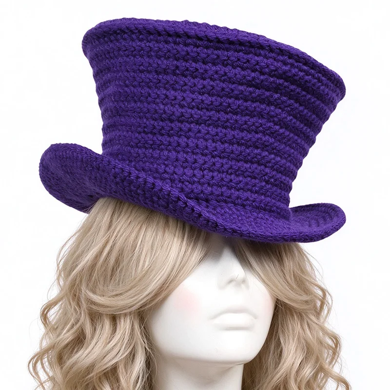 Handmade Solid Top Magician Hat Women Custom Crochet Cow Boy Knitted Funny Beanie Men Cosplay Casual Performance Skullies Caps