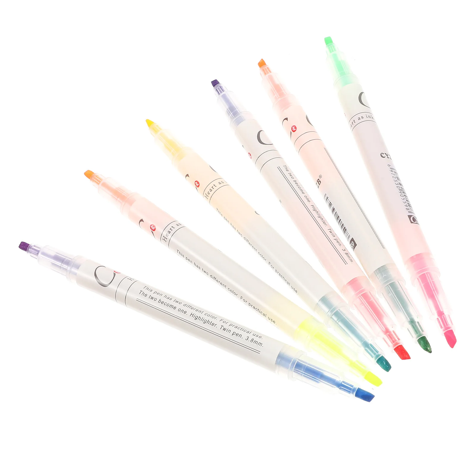 

6 Pcs Dual Tip Highlighter Pens Light Colors Note Marking Journal Writing School Supplies Portable Scrapbook Marker