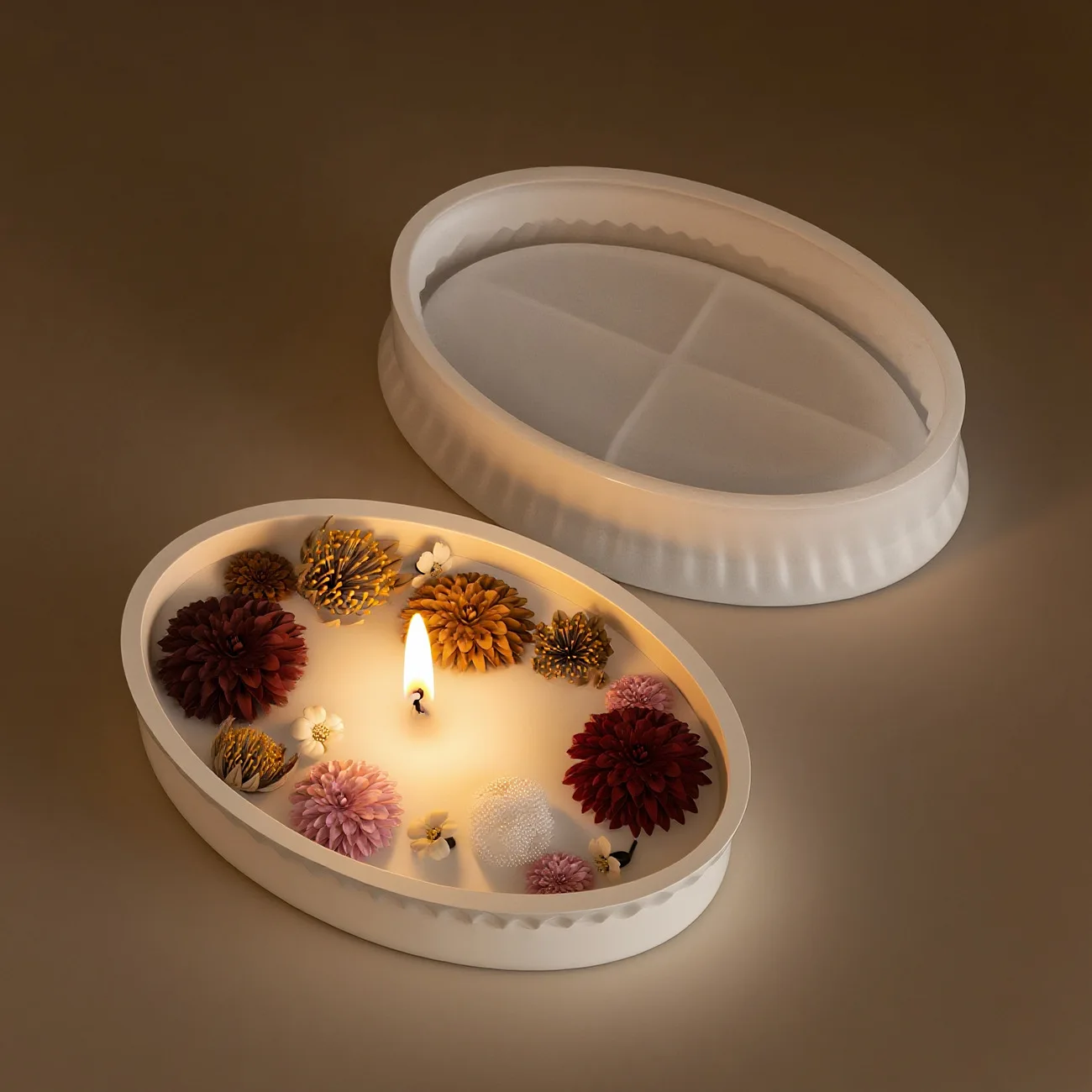 Resin silicone molds, oval wave-edge tray silicone molds, gypsum drop-glue desktop storage trays, DIY mold casting