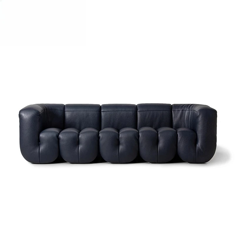 Creative retro style minimalist cloth leather art living room single multi-person Nordic inline sofa
