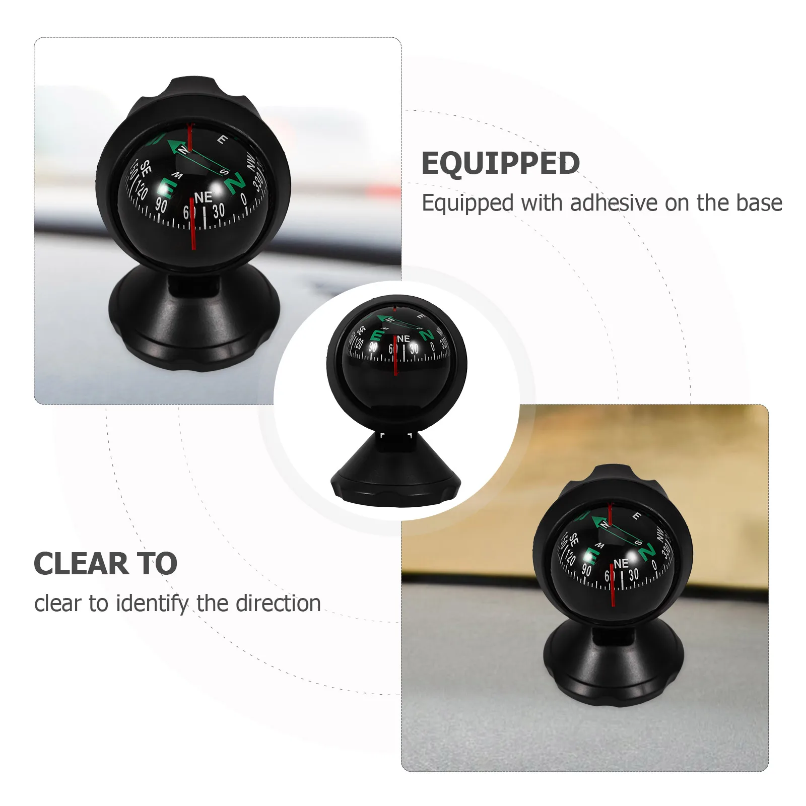 

Car Compass Compact Adhesive Dashboard Navigation Tool for Auto Vehicle with Adjustable Base South Pointing Camping