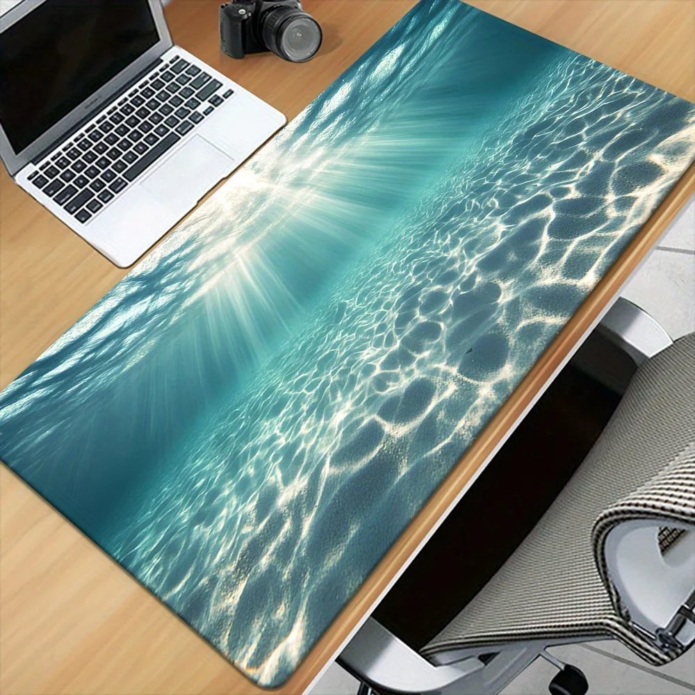 

Коврик для мыши XXL Ocean-Themed, резиновый настольный коврик Sunlit Sea Design для игрового офиса, многофункциональный аксессуар для клавиатуры и ПК