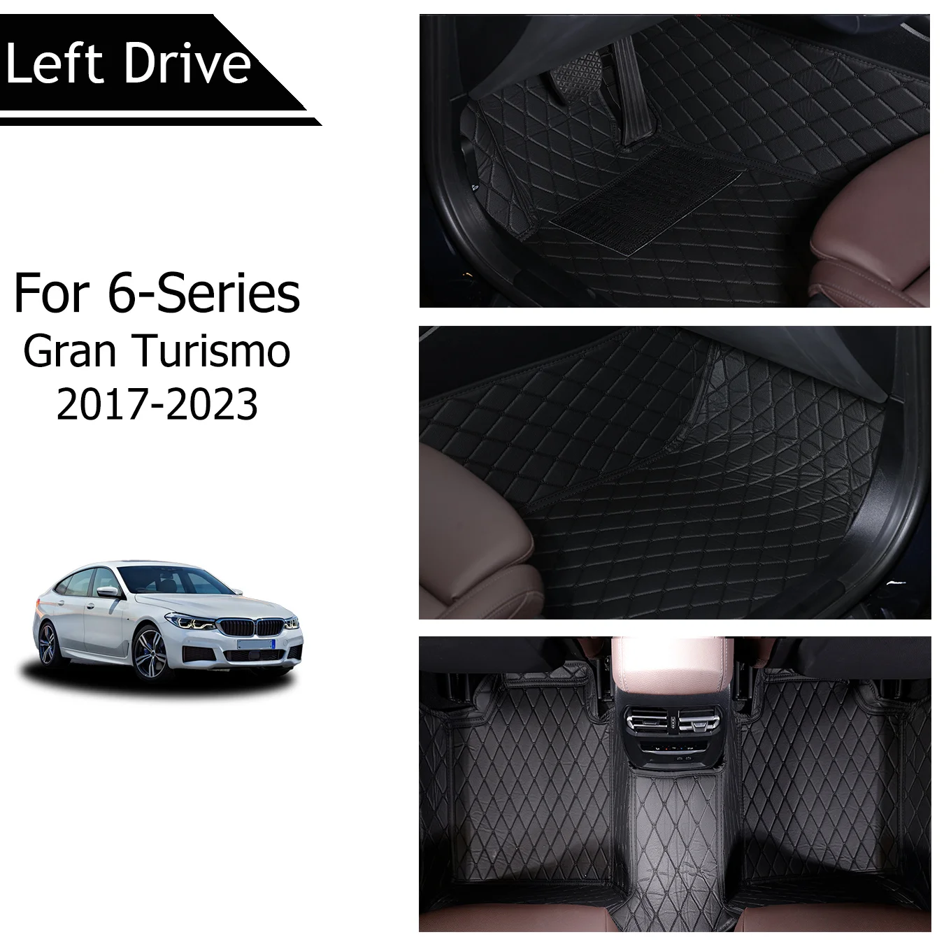 [LHD] For BMW For 6-Series Gran Turismo 2017-2023 Three Layer PU Leather Stereo Full Cover Anti-Slip Car Mat