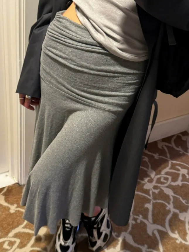 

Корейская модная женская плиссированная юбка с высокой талией на резинке, весна 2026, сексуальная, облегающая, длинная, повседневная, хлопковая