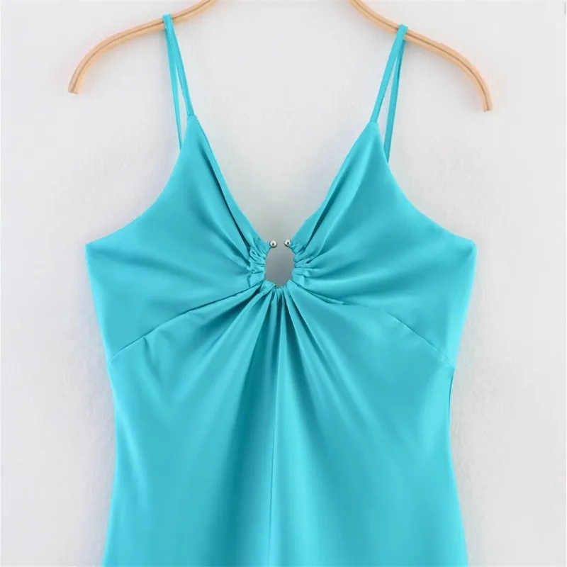 2025 봄 신상 여성복: 슬림핏, 캐주얼 스트랩, 하이엔드, 틈새 새틴, 섹시