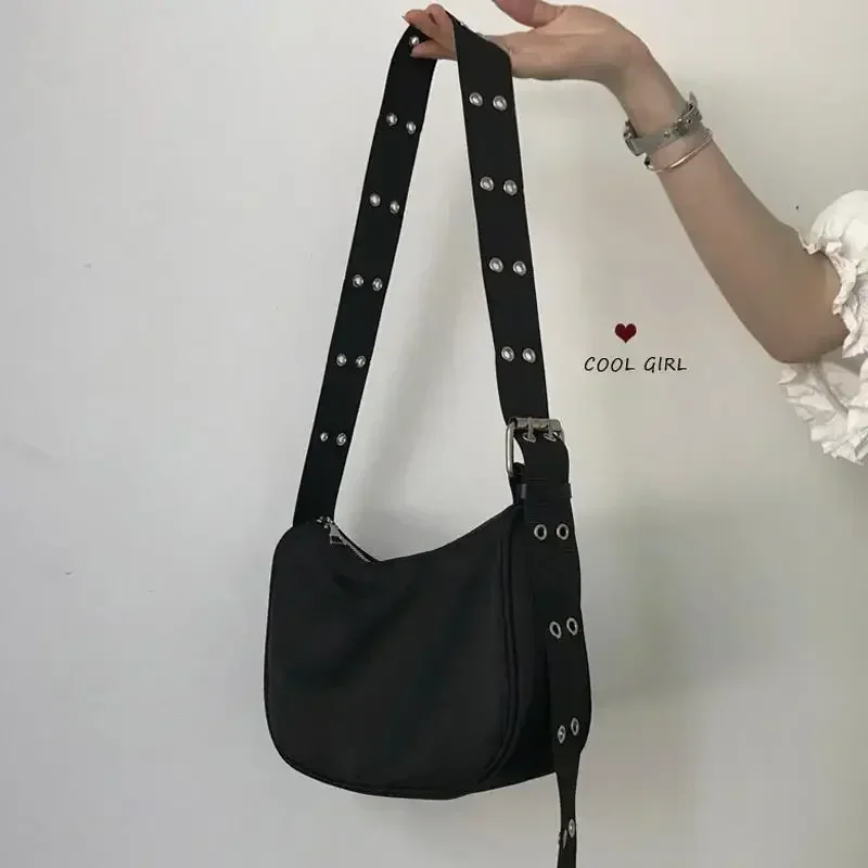 Women Armpit Bag New Nylon Bucket Fashion Solid Zipper SOFT Shoulder Bag Purses and Handbags Luxury Designer Black Tote Bag