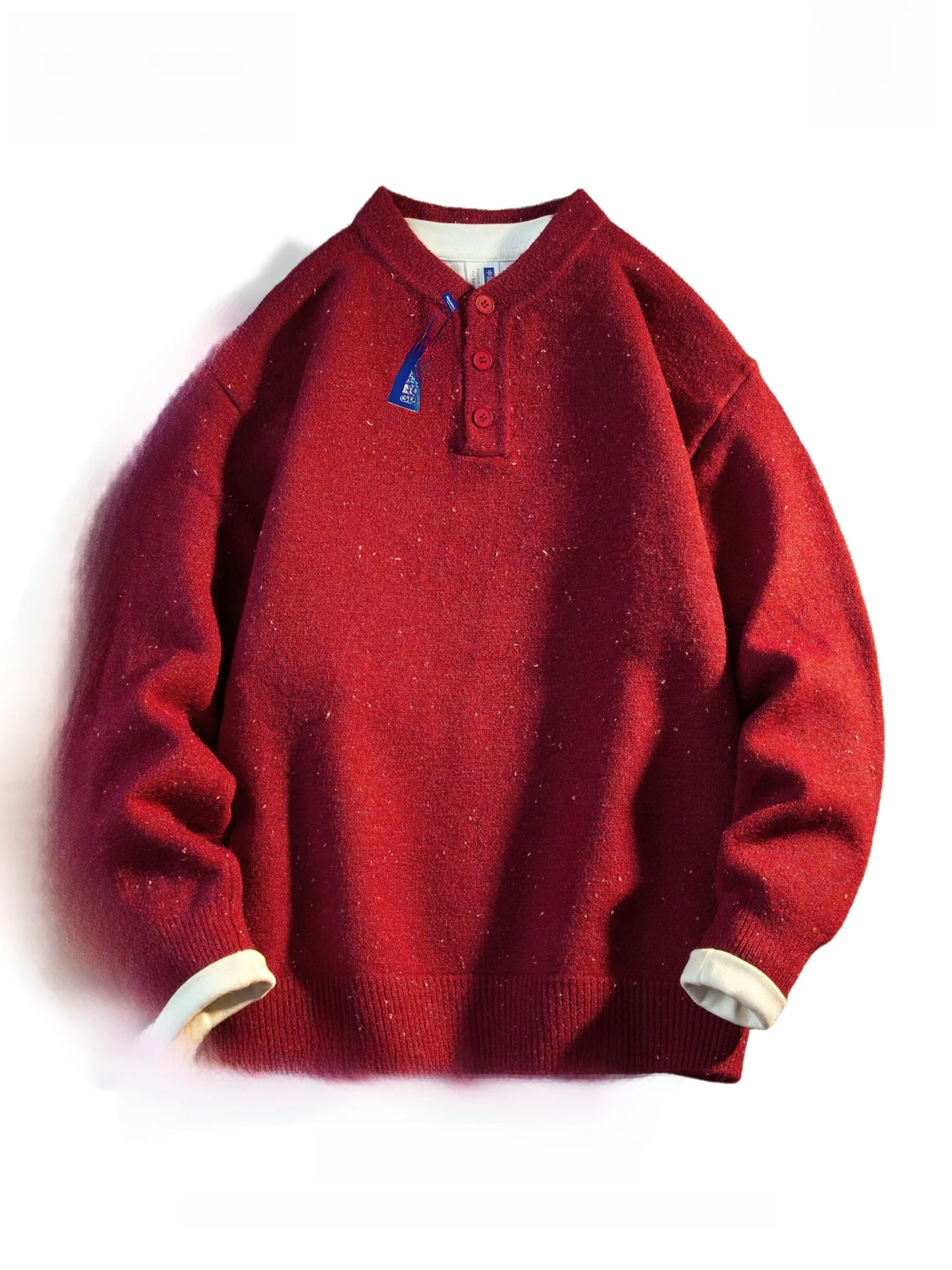 

Wassup Dozen Casual Knitted Sweater Loose Fit round Ne f Open Button Versatile Base Layer irt Comfortable Breathable