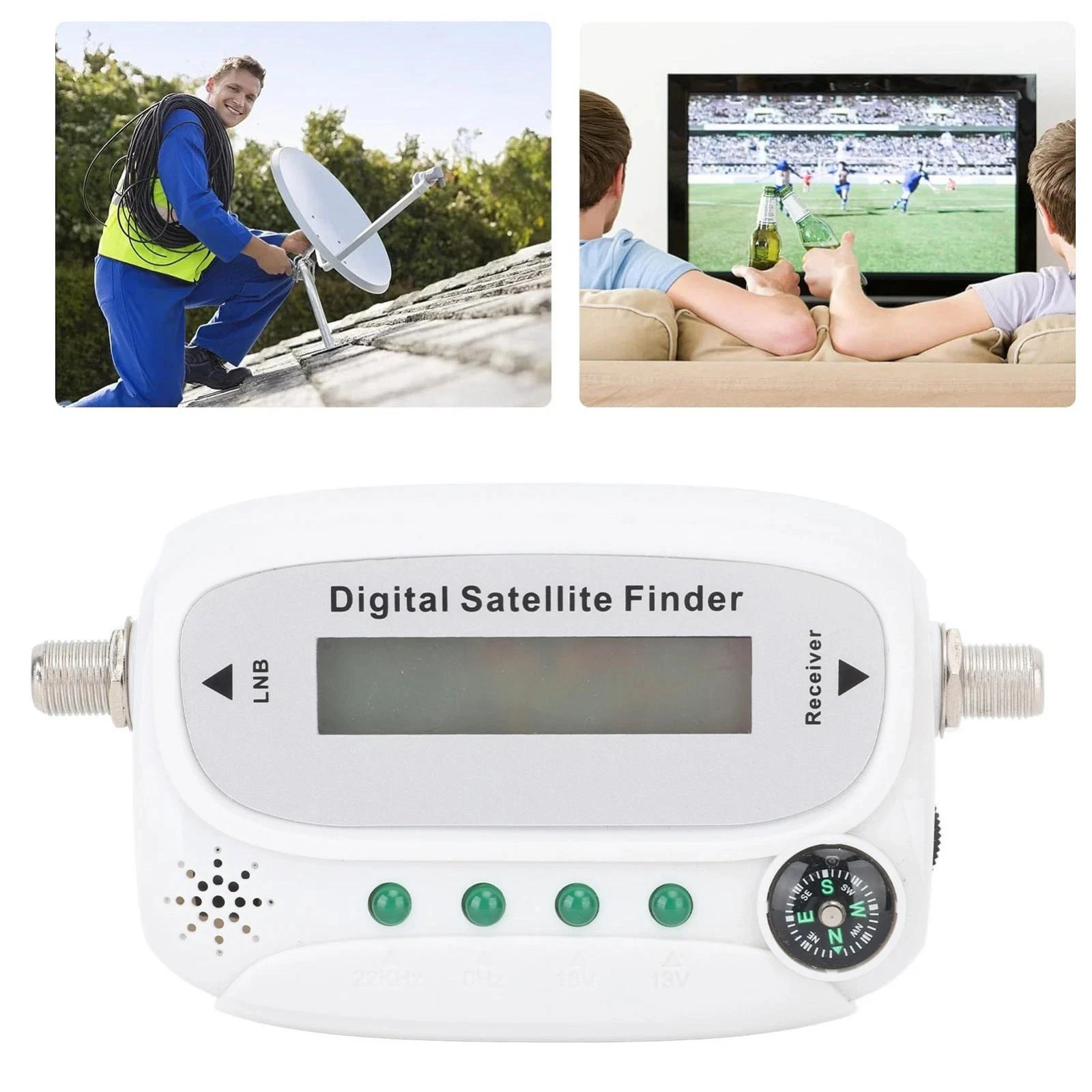 950-2150MHz Digital Satellite Finder LCD Display, Signal Meter with Buzzer & Attenuator for Dish Alignment Elevation Tuning Aid