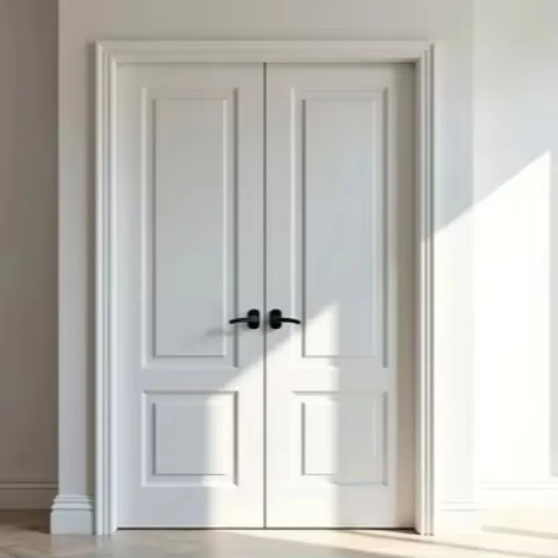 Solid Wood French Design Door Frame with Push and Pull Function Wholesale Jamb for Hotel Bathroom Villa Applications