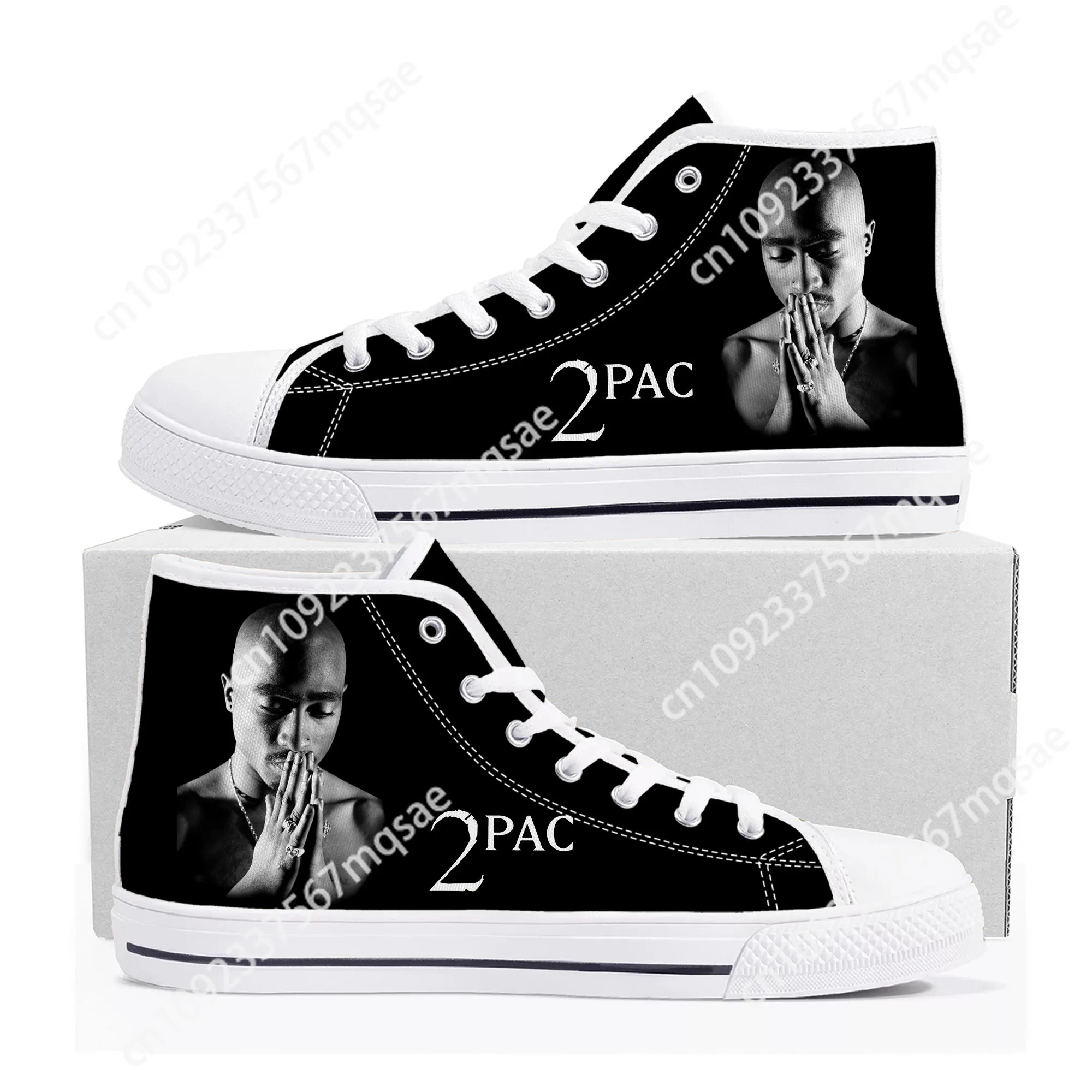 

Rap 2Pac Tupac High Top High Quality Sneakers Mens Womens Teenager Canvas Sneaker All Eyez on Me Casual Couple Shoes Custom Shoe