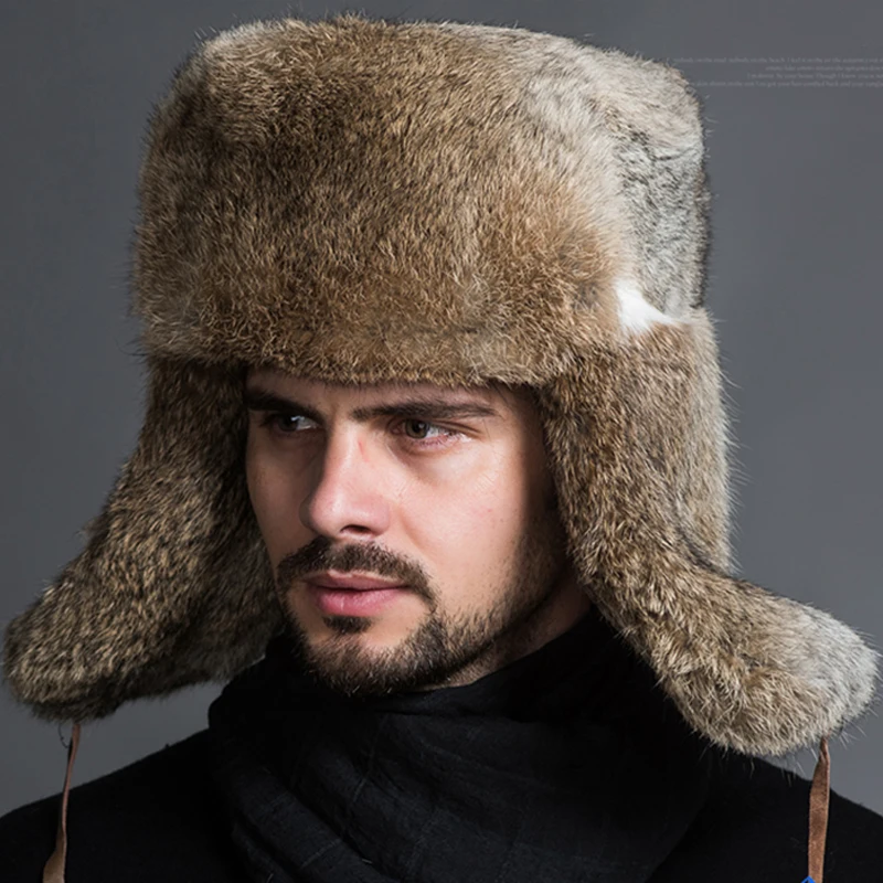 Men Bomber Hat Warm Thicken Faux Fur Earflap Russian Caps Male Leifeng Windproof Snow Ski Hat Black Brown Fashion Outdoor