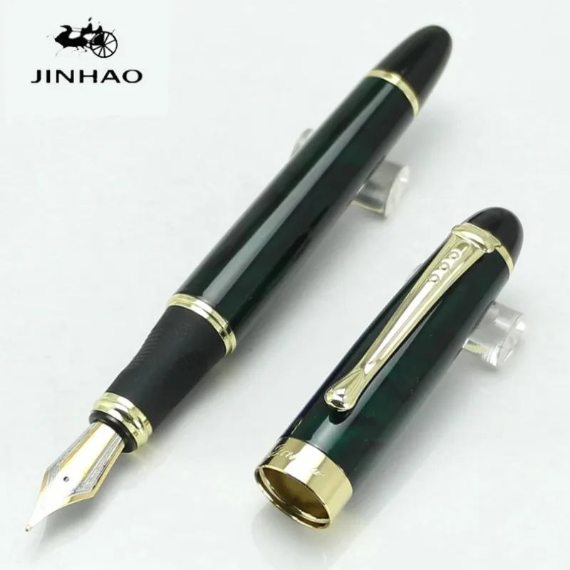 

JINHAO X450 Ограниченная серия чернильная ручка чернильные ручки темно-зеленые и золотые 18KGP Iraurita перо полностью металлический синий красный 21 цвет