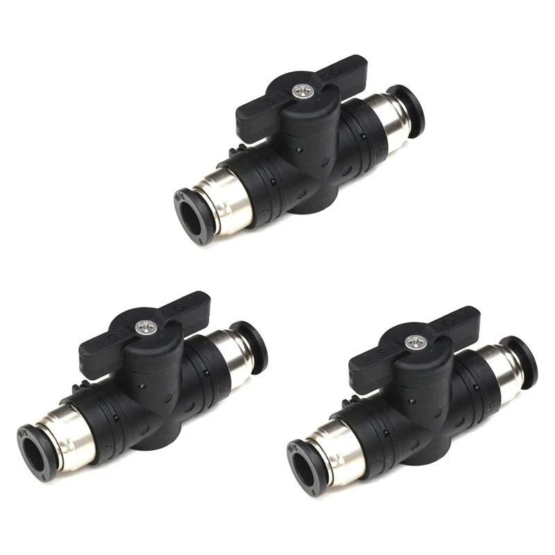 

Push Connect Valve Ball Valve Air Flow Control Valve Quick Connect Valve Tube Fittings 3 Pack