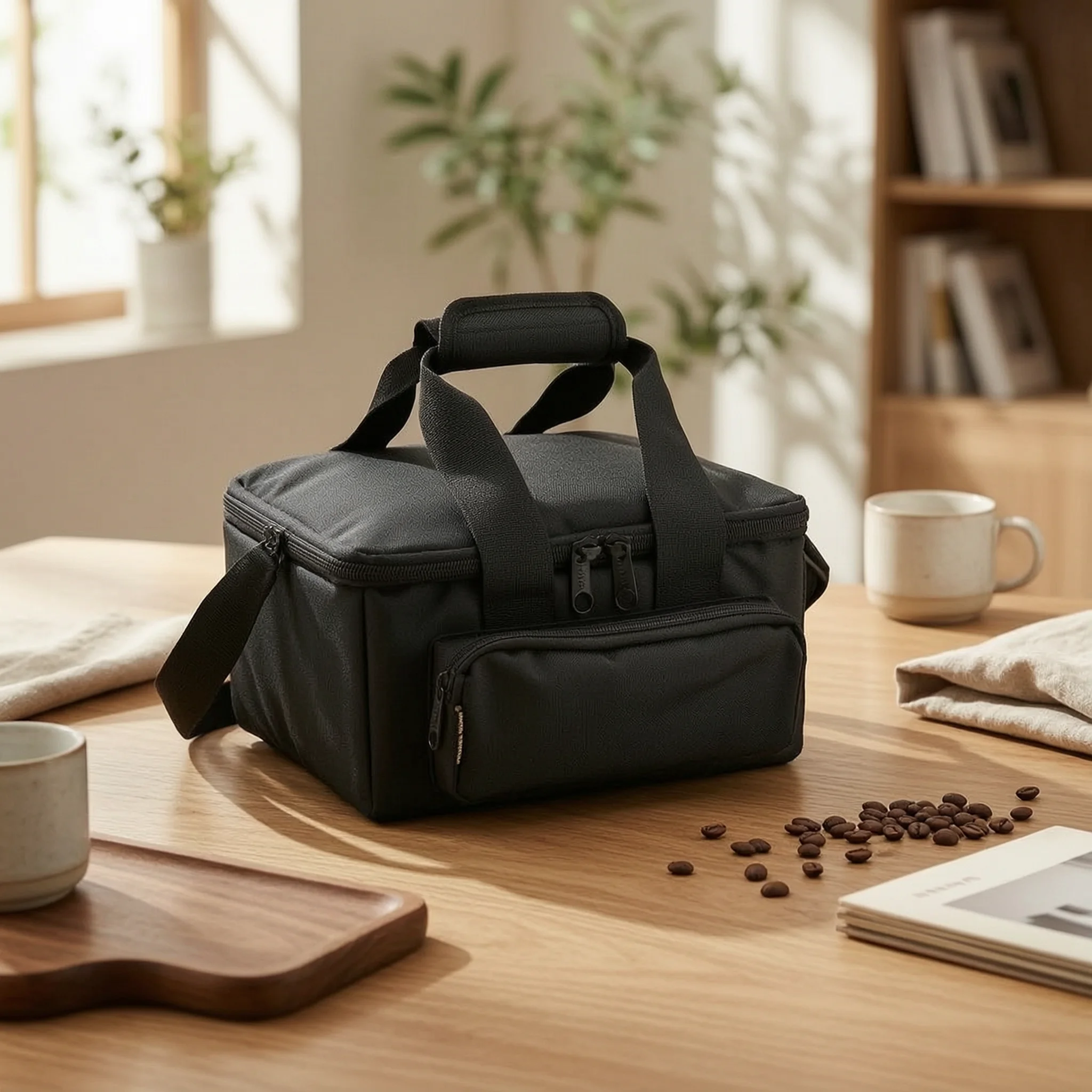 校正器具バッグ-パッド入りハンドヘルド収納バッグ-キャリングケース-ブラック-ソフトサイド