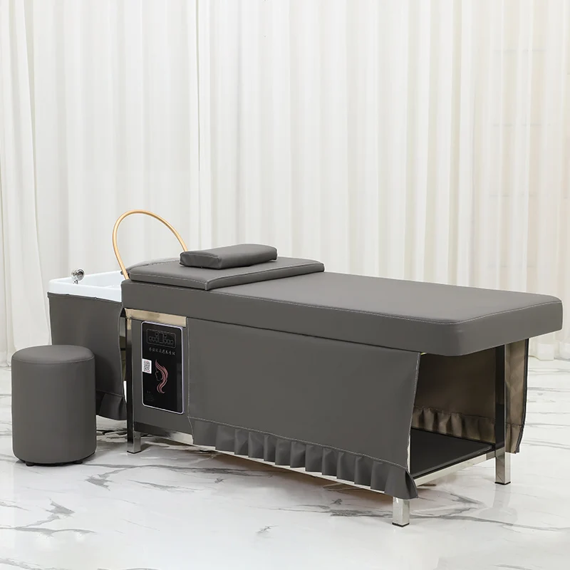 

Dark Grey Shampoo Bowls Sink And Chairs With Water Cirlculation Shampoo Bed Electric Shampoo Chair Set Hair Salon