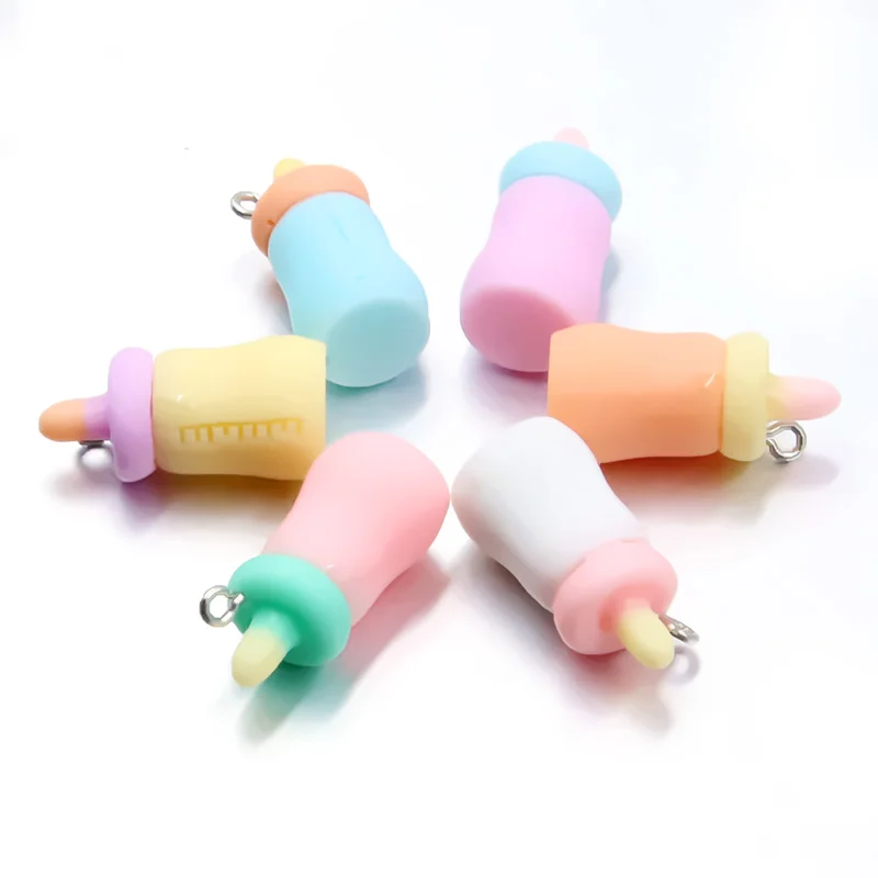 10Pcs 12X26MM 6 Color Charms Baby Bottle Kawaii 3D Resin Earring DIY Findings  Keychain Bracelets Pendant Jewelry Making Parts