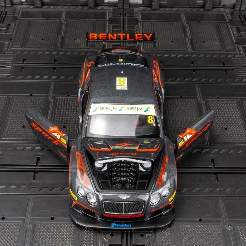 

Масштабная модель автомобиля Bentley Continental GT3 1:24 из сплава, с открывающимися дверями и капотом, со звуком и светом, аксессуары для автомобиля
