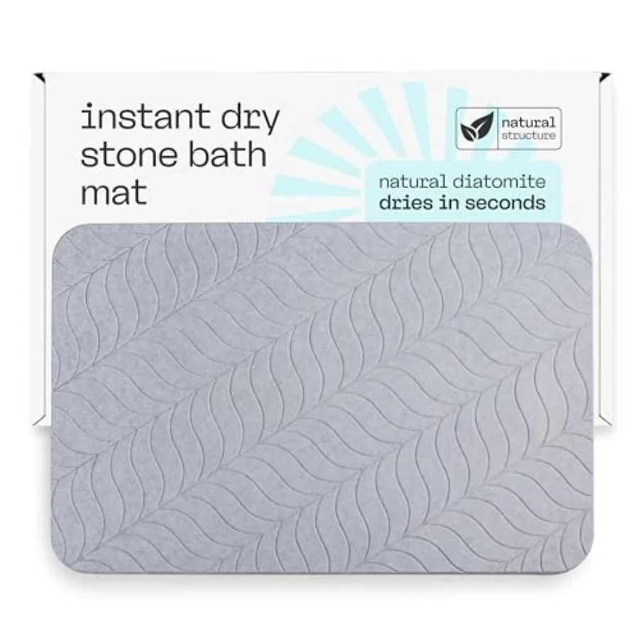 

Stone Bath Mat Large Diatomite Bathroom and Shower Mat Fast Drying and Ultra Absorbent Non-Slip Diatomaceous Earth Bath Mat Eas