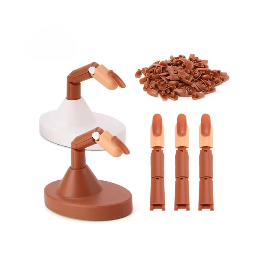 Nail Art Practice Training Hand Practice Hand for Acrylic Nails Adjustable Fingers With 100pcs
