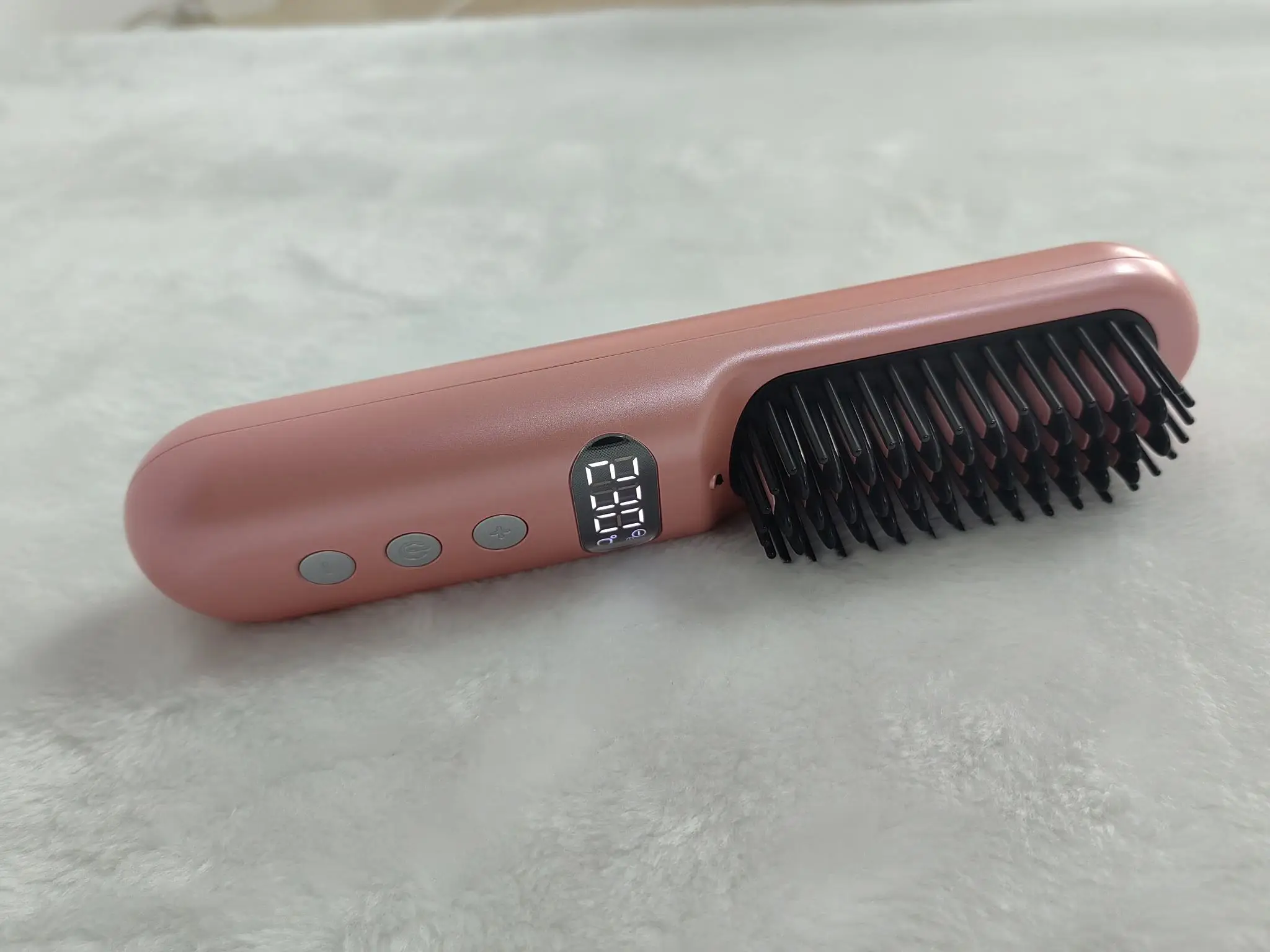 Cordless Portable New Hair Straightener Negative Ion Ceramic Comb Brush Heated Electric Hot Air Brush