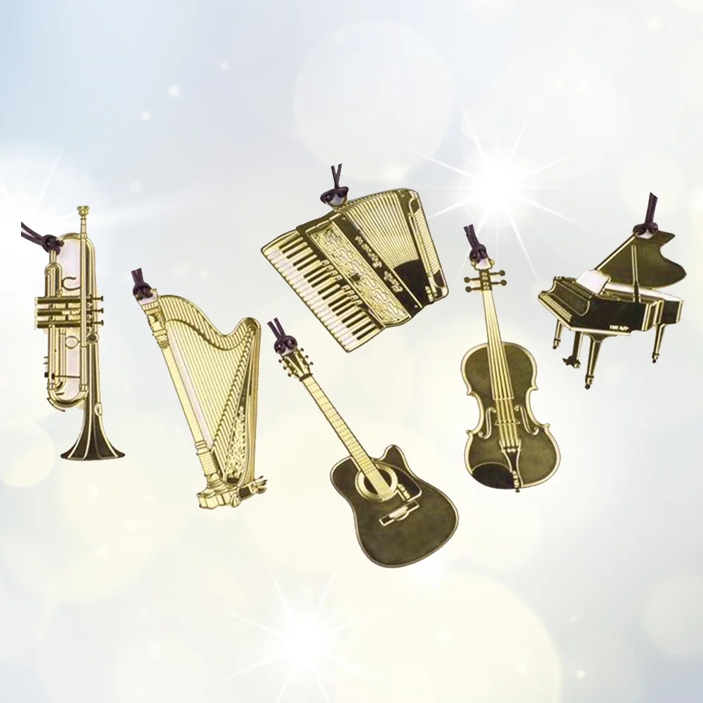 6 Pcs Elegant Bookmarks Brass Vintage Wedding Musical Instrument Creative Gifts