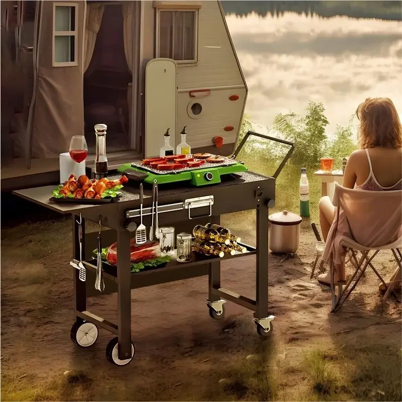 Cart rack with wheels Outdoor folding table Portable, night market stall multi-layer