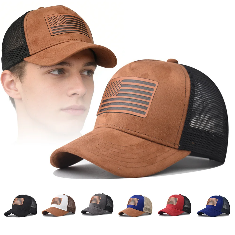 Sommer-Mesh-Baseballkappe mit Atmungsaktivem Flaggen-Label, Street Hip-Hop Trucker Caps für Männer, Verstellbare Outdoor-Sonnenschutzkappe für Frauen