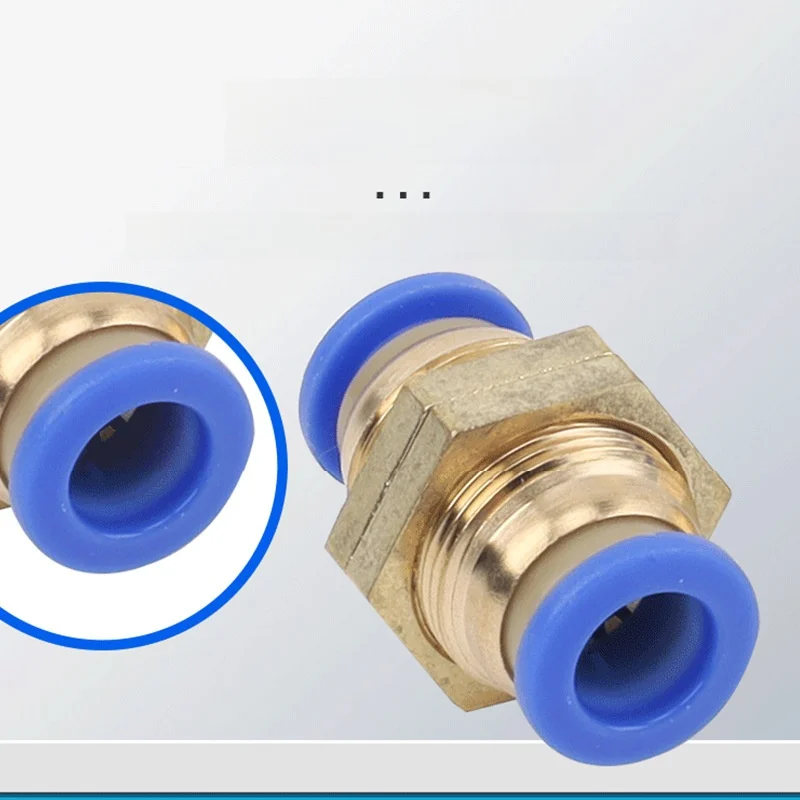 Blue Plastic Quick Connect Pipe Fitting Direct through Air Tube Fast Plug Adapter Panel PM Rapid Connector Non-Rotating Sleeve