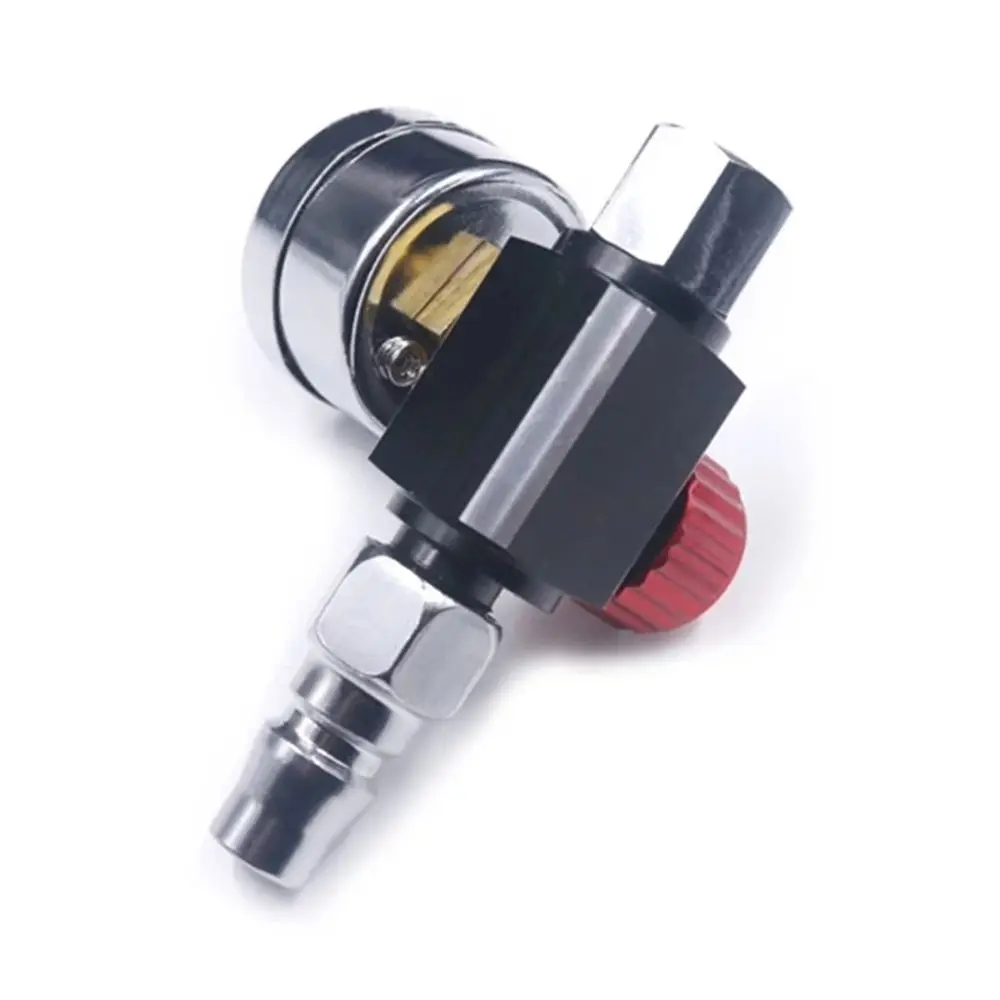 1/4 Inch Thread Spray Gun Regulator 0-140 PSI Range Built-in Pressure Gauge Pressure Gauge Adapter Pneumatic Compatible