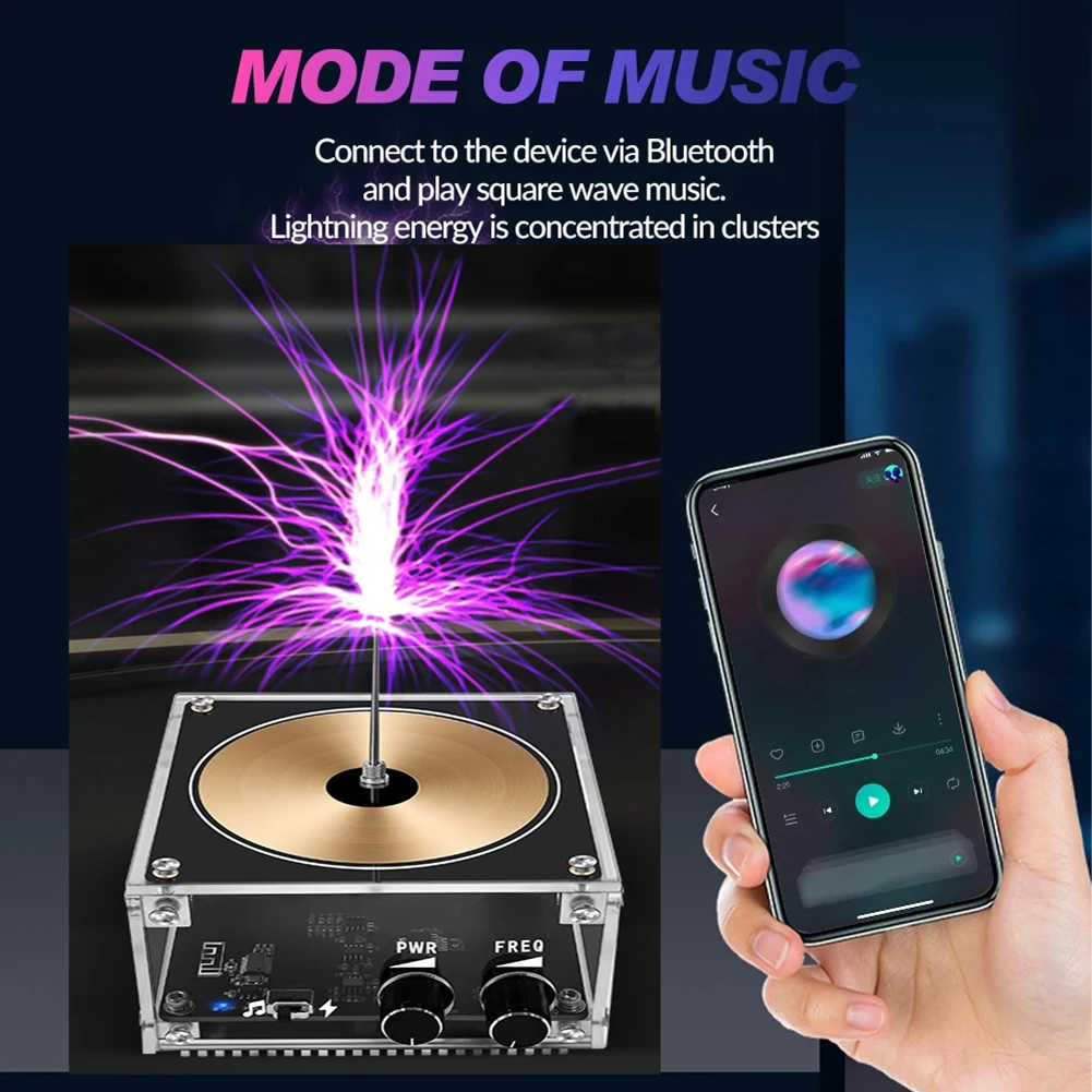 Imagem -05 - Música Bobina de Tesla Bluetooths-compatível para Bobina de Tesla Alto-falante sem Fio Touchable Gerador de Arco Elétrico Luzes Artificiais