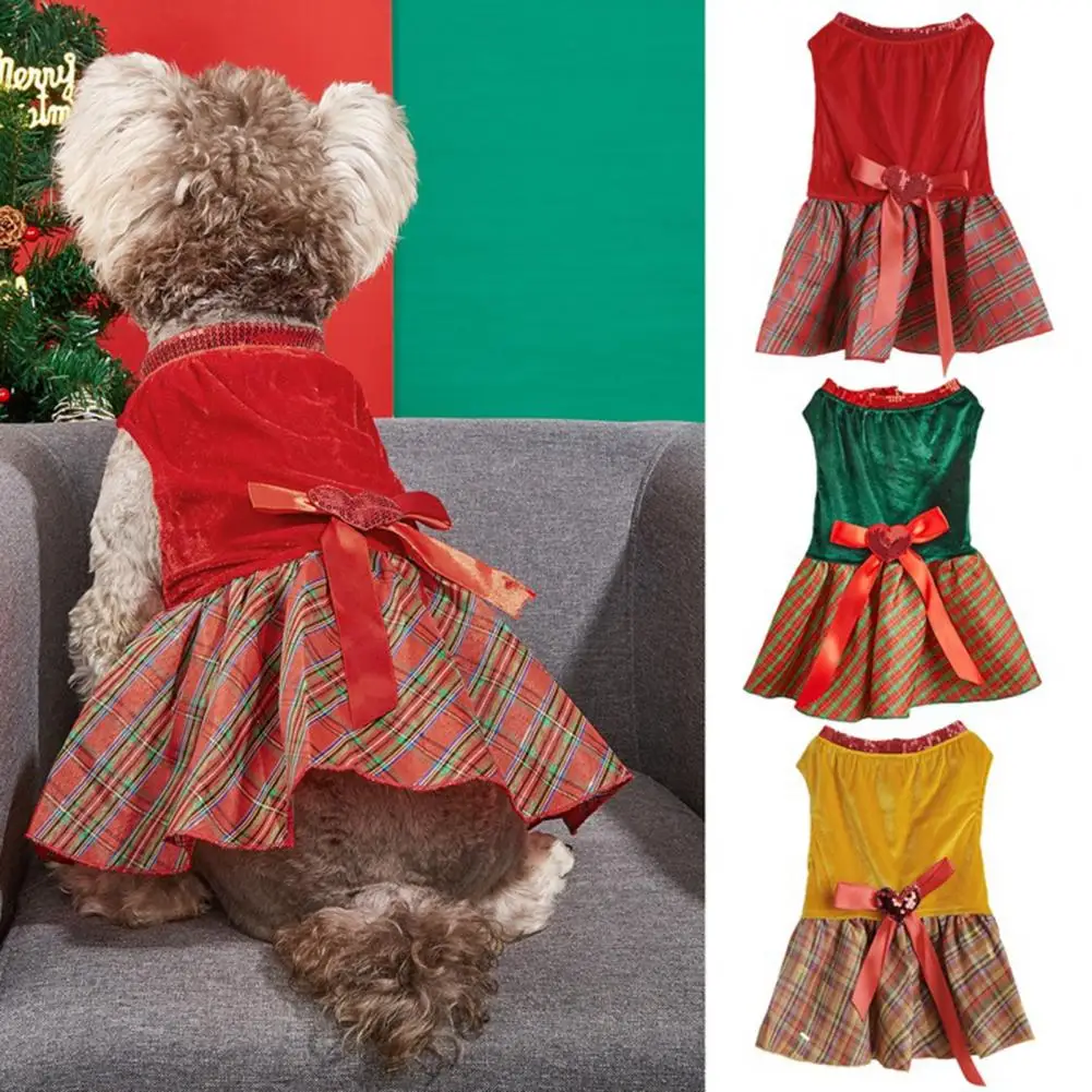 Easy to Put on Pet Dress Breathable Puppy Dress Festive Pet Outfits Christmas Dresses for Dogs Cats Comfortable for Small