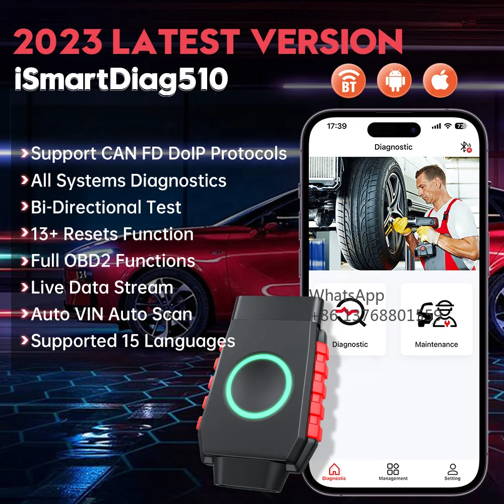 New Vident ISmartDiag510 Full System OBD2 Car Diagnostic Tools 13+ Resets Bi-Directional Control Lifetime Free Update Online