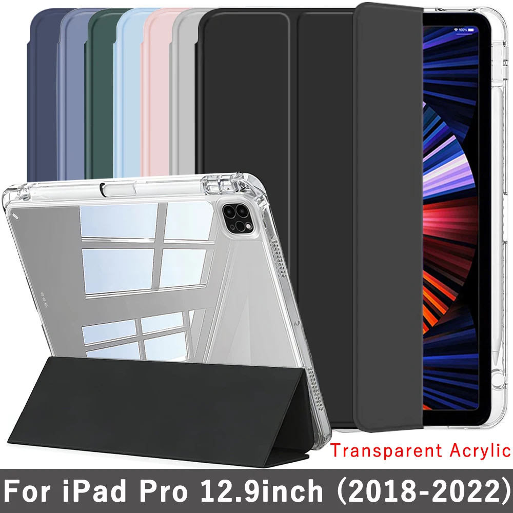 Clear Crystal Tablet Case With Pen Slot For iPad Pro 12.9 (3