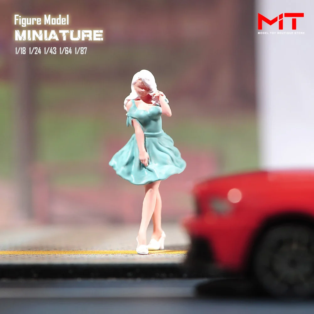 Miniature Figure 1/87 1/64 1/43 1/24 1/18 Beauty Girl Wearing Bubble Skirt Diorama Figurine Resin Model Scene Prop Decor Crafts