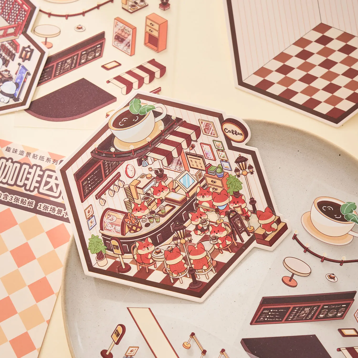 Miniature PET Landscape Sticker Restaurant Dance Party House Student Handbook Stickers Scrapbooking