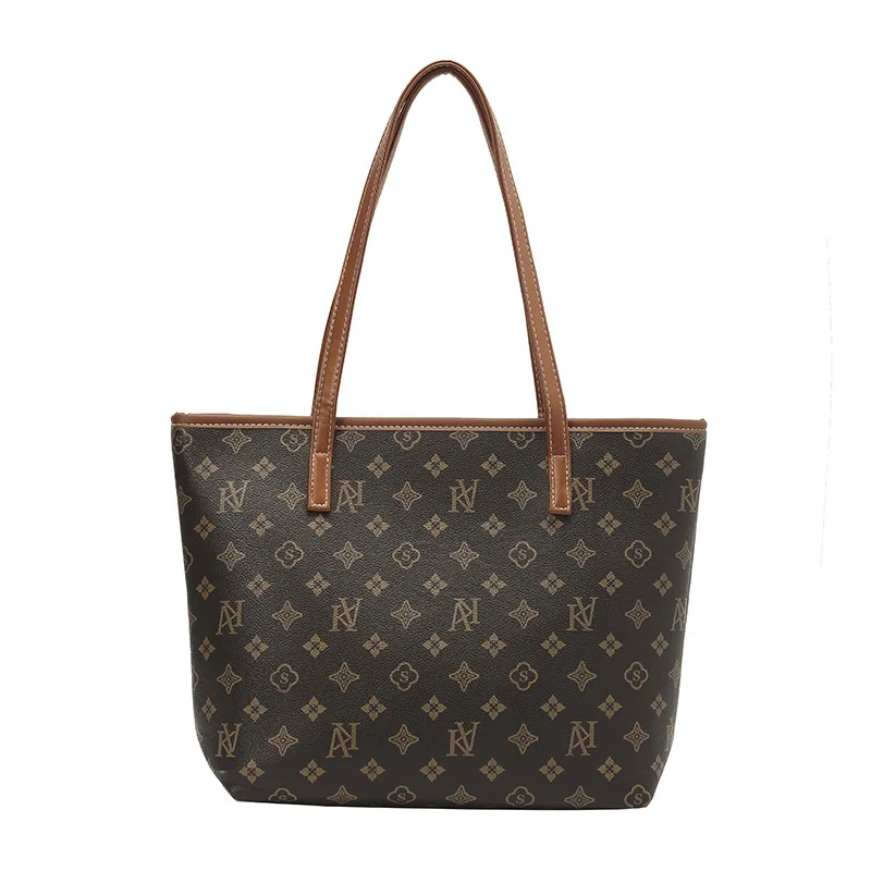 Women Vintage Pattern Tote Bag Retro Floral Print Large Capacity Casual Multifunctional Shoulder Handbag For Daily Shopping Trav