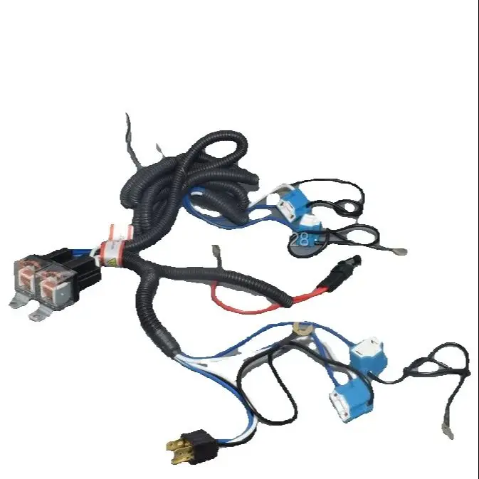 worldgolden 12v 4 lights h4 100w Ceramic Fused PnP Heavy Duty Automotive Wiring Harness Headlight with 12v waterproof relay