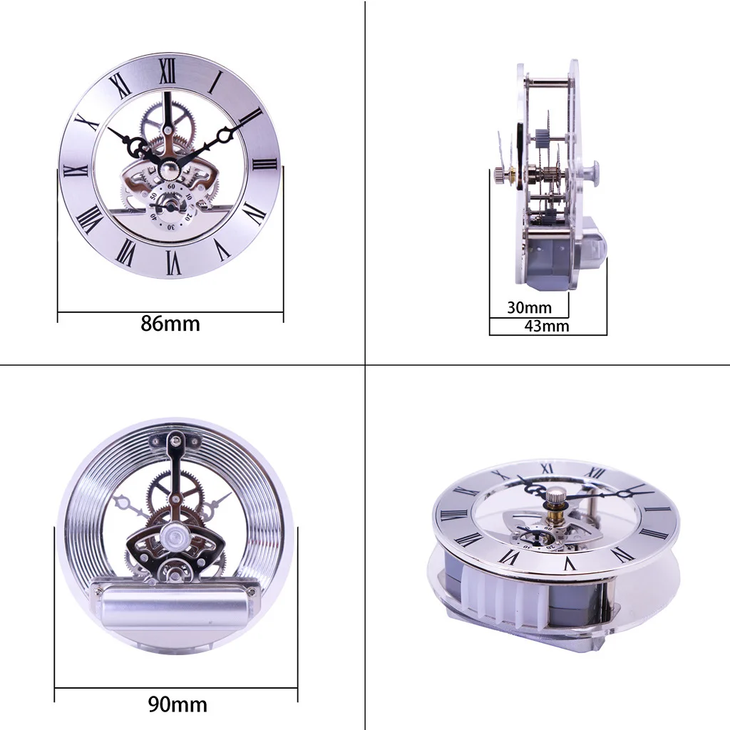クリスタルがはめ込まれたムーブメント時計,メタルギアムーブメント,直径86mm