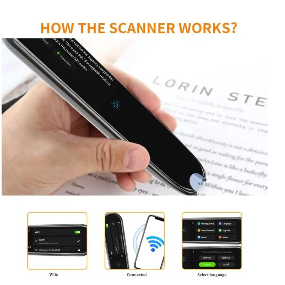 2.23-inch international scan translator pen text extract translation 112 languages  English Germany  Arabic