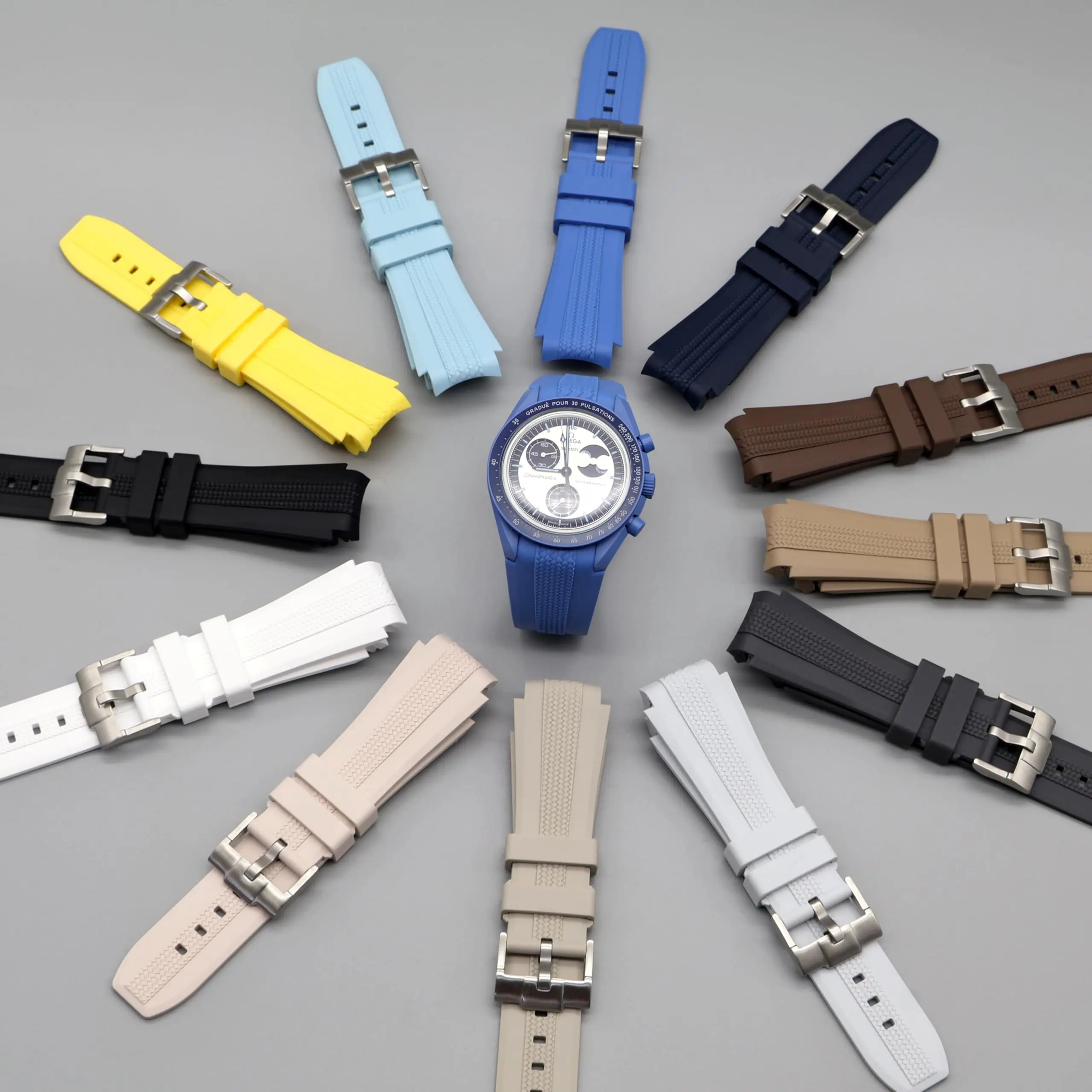 20mm Silicone Strap For Omega X Swatch Speedmaster Moonswatch Curved End No Gap Rubber Watch Bands For Seiko Men Women Bracelet