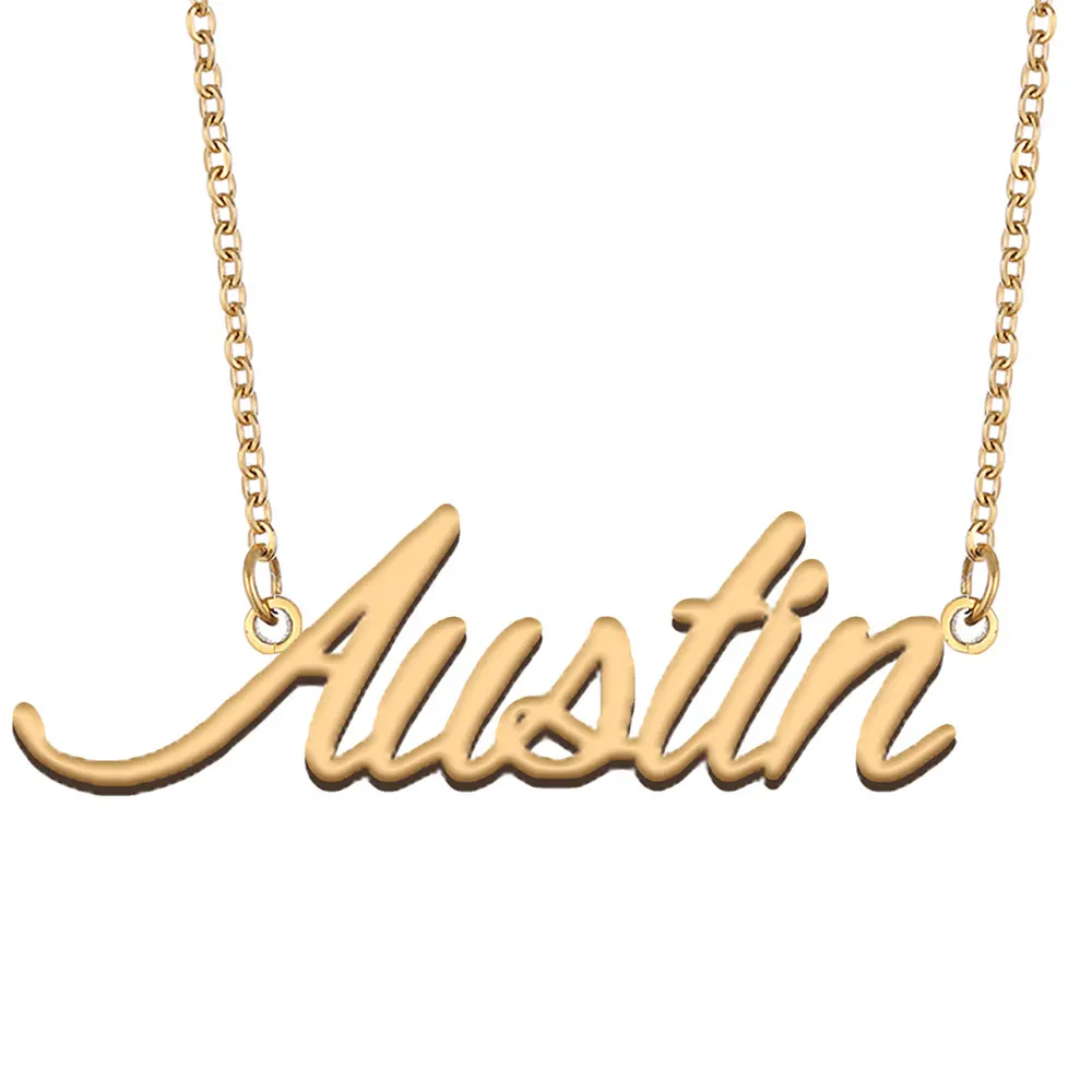 

Austin Name Necklace for Women Stainless Steel Jewelry Gold Color Nameplate Pendants Collares Para Mujer Letters Choker