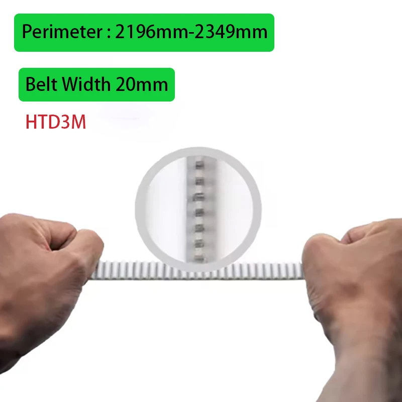 1Pcs Perimeter 2196mm-2349mm HTD3M PU With Steel Core Timing Belt Width 20mm White Polyurethane Closed Loop Gear Belt