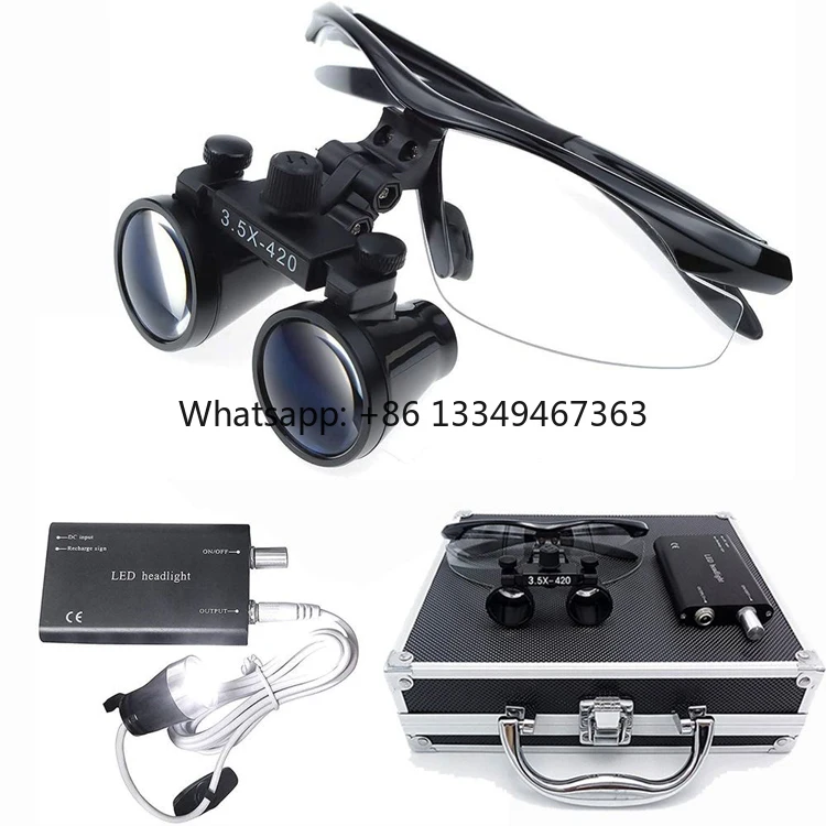 

Wholesale 2.5X 3.5X Maginification Dental Binocular Loupes Surgica Magnifying Lenses with 3W LED Spot Light Aluminum Box Fast de