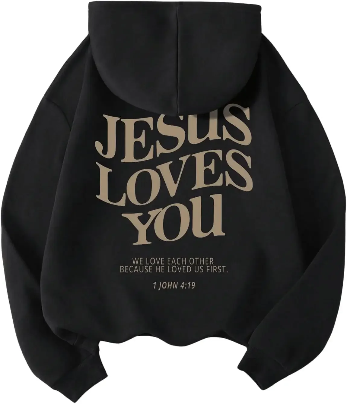 Men's 'Jesus Loves You' Graphic Hoodie - Long-Sleeve Pullover, Street Style for Fall and Winter, Design Inspired by Faith