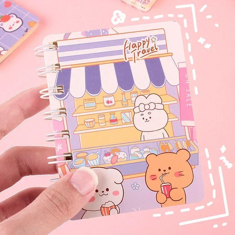 Criativo Cartoon Bobina Livro, Abastecimento Escolar Estudante, Notebook de bolso, Sketchbook, Portátil Mini Notepad, Papelaria Kawaii, 80 Folhas, 1Pc