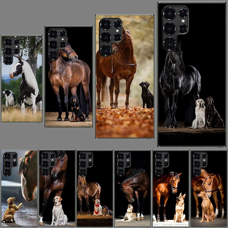 Domineering Cool Horses And Dogs Clear Case for Samsung Galaxy S24 S22 Ultra S23 S21 S20 FE Capa Phone Cover S10 S9 S8 Plus S10E