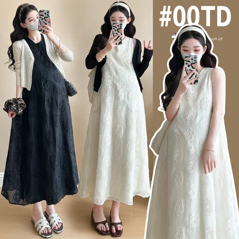 maternity-suit-summer-2026-gentle-breathable-flower-sleeveless-dress-and-thin-cardigan-two-piece-set-for-pregnant-women