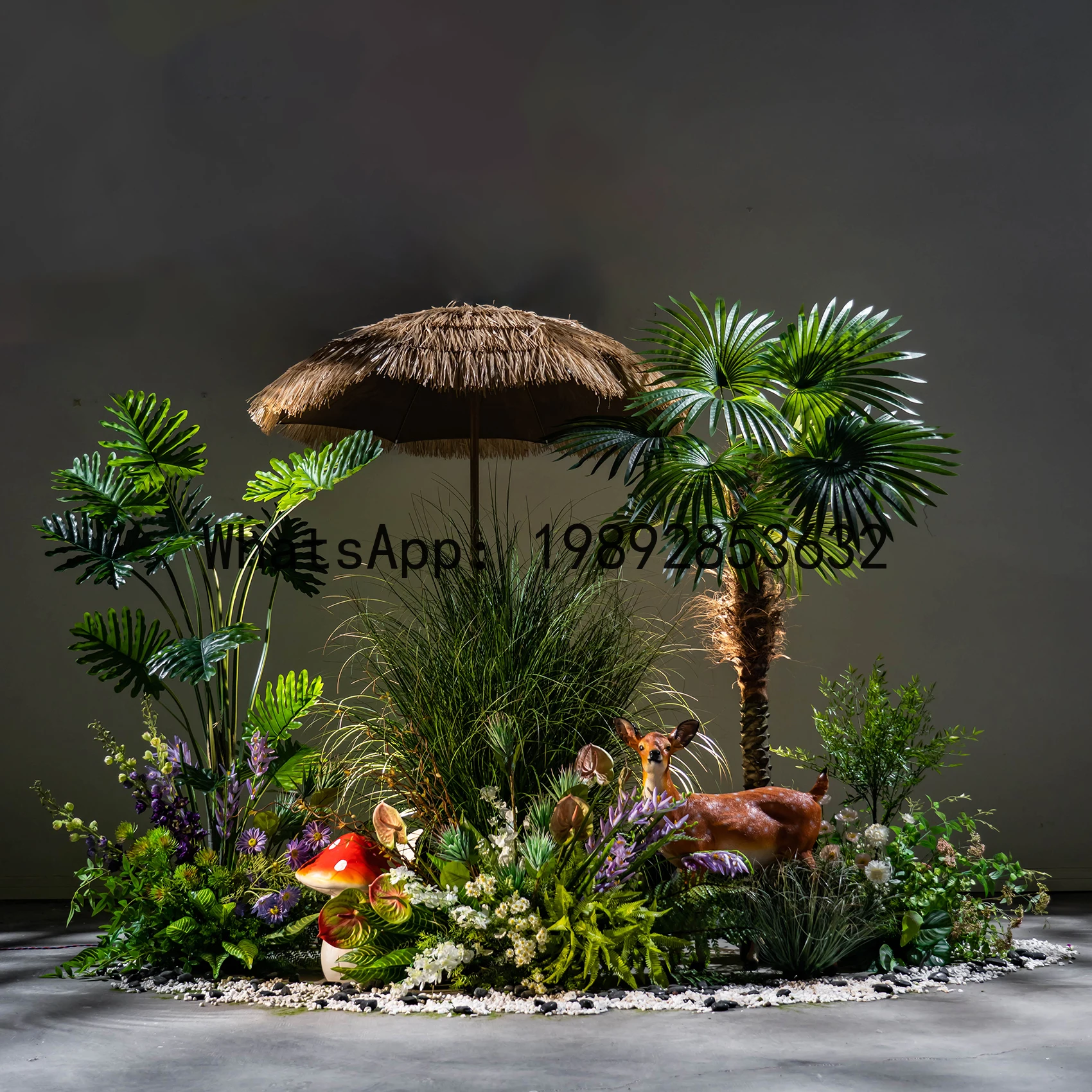 Outdoor Camping Stijl Kunstmatige Groene Plant Landschap Combinatie Raamdecoratie Trap Hoek Nep Boom Ornament