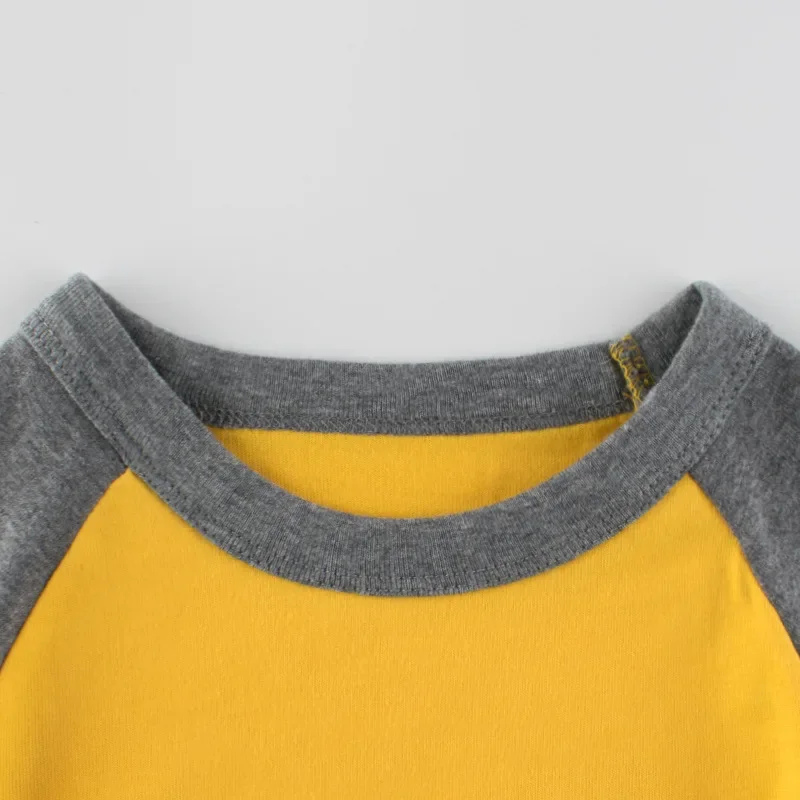 Camiseta infantil de manga comprida, camisa em branco, tops de algodão, camiseta monocromática, roupas Pachwork para crianças, meninas e meninos,