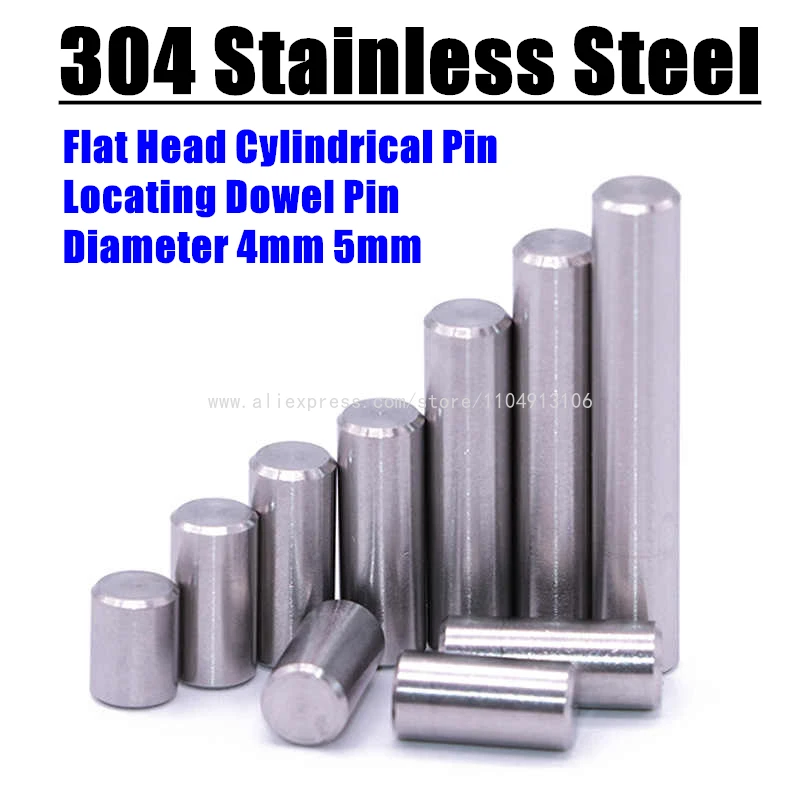 

Diameter 4mm 5mm Solid 304 Stainless Steel Flat Head Cylindrical Pin Locating Dowel Pin Positioning Dowel Pin Length 3-100mm